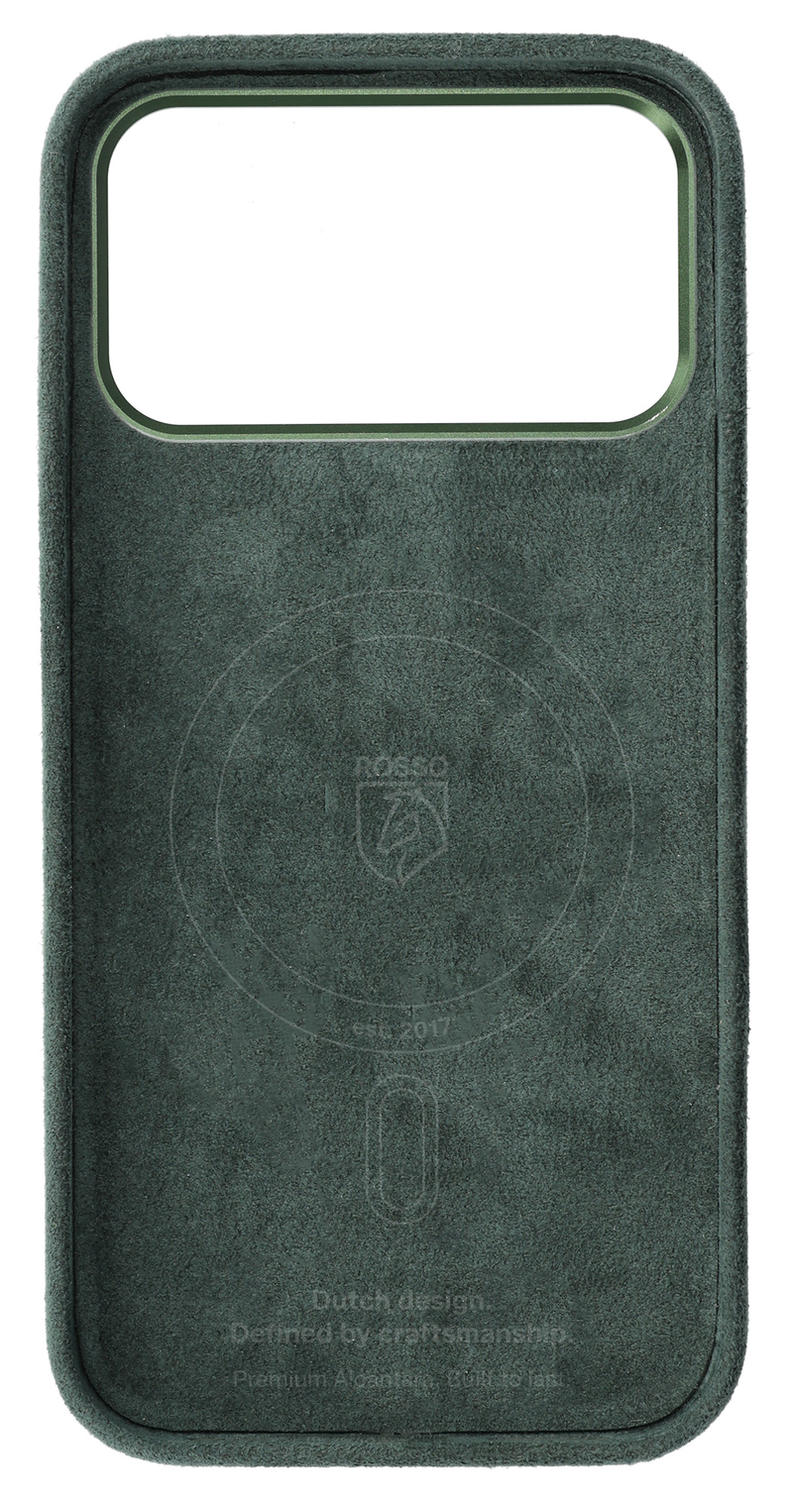 Rosso Avanti Apple iPhone 17 Pro Hoesje Alcantara MagSafe met Wallet Groen afbeelding 10