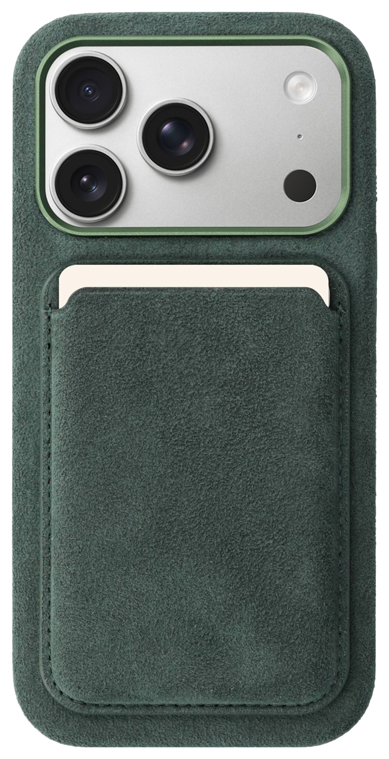 Rosso Avanti Apple iPhone 17 Pro Hoesje Alcantara MagSafe met Wallet Groen afbeelding 1