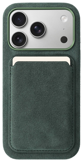 Rosso Avanti Apple iPhone 17 Pro Hoesje Alcantara MagSafe met Wallet Groen afbeelding 1