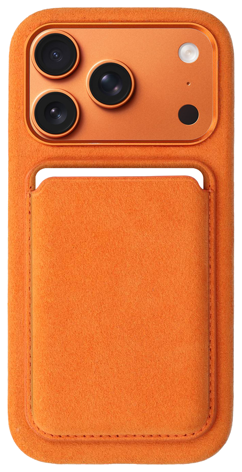 Rosso Avanti Apple iPhone 17 Pro Hoesje Alcantara MagSafe met Wallet Oranje afbeelding 1