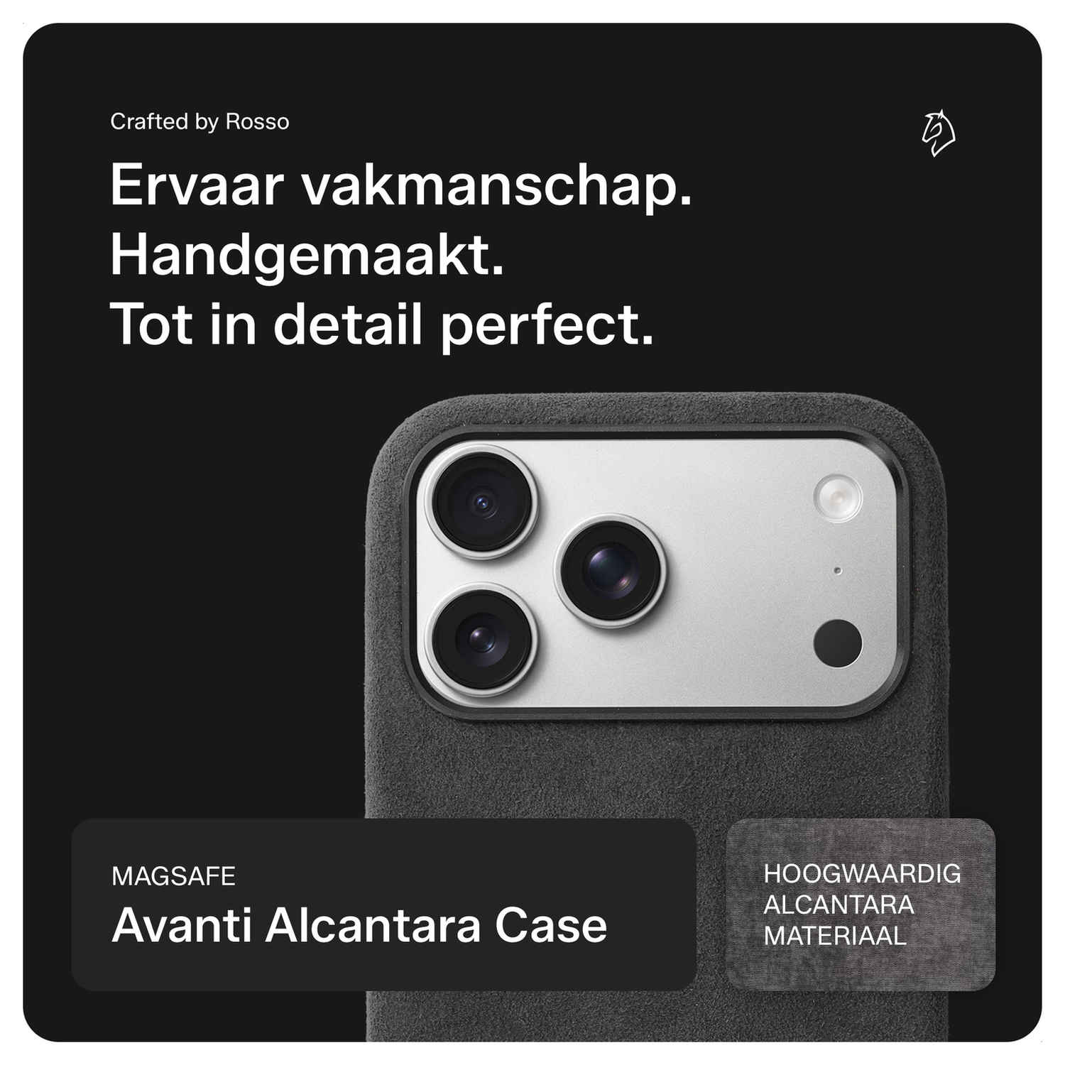 Rosso Avanti iPhone 17 Pro Max Hoesje Alcantara MagSafe met Wallet Grijs afbeelding 2