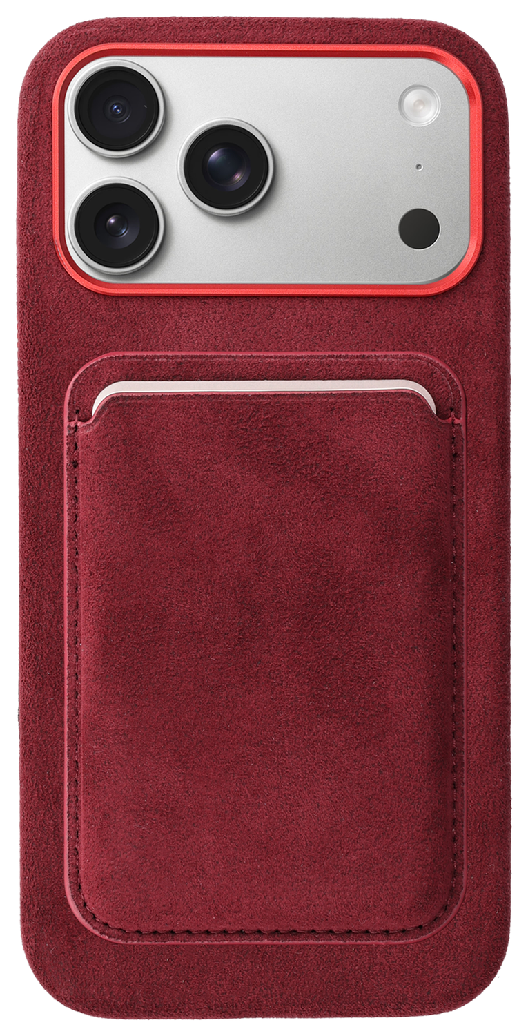 Rosso Avanti iPhone 17 Pro Max Hoesje Alcantara MagSafe met Wallet Burgundy afbeelding 1