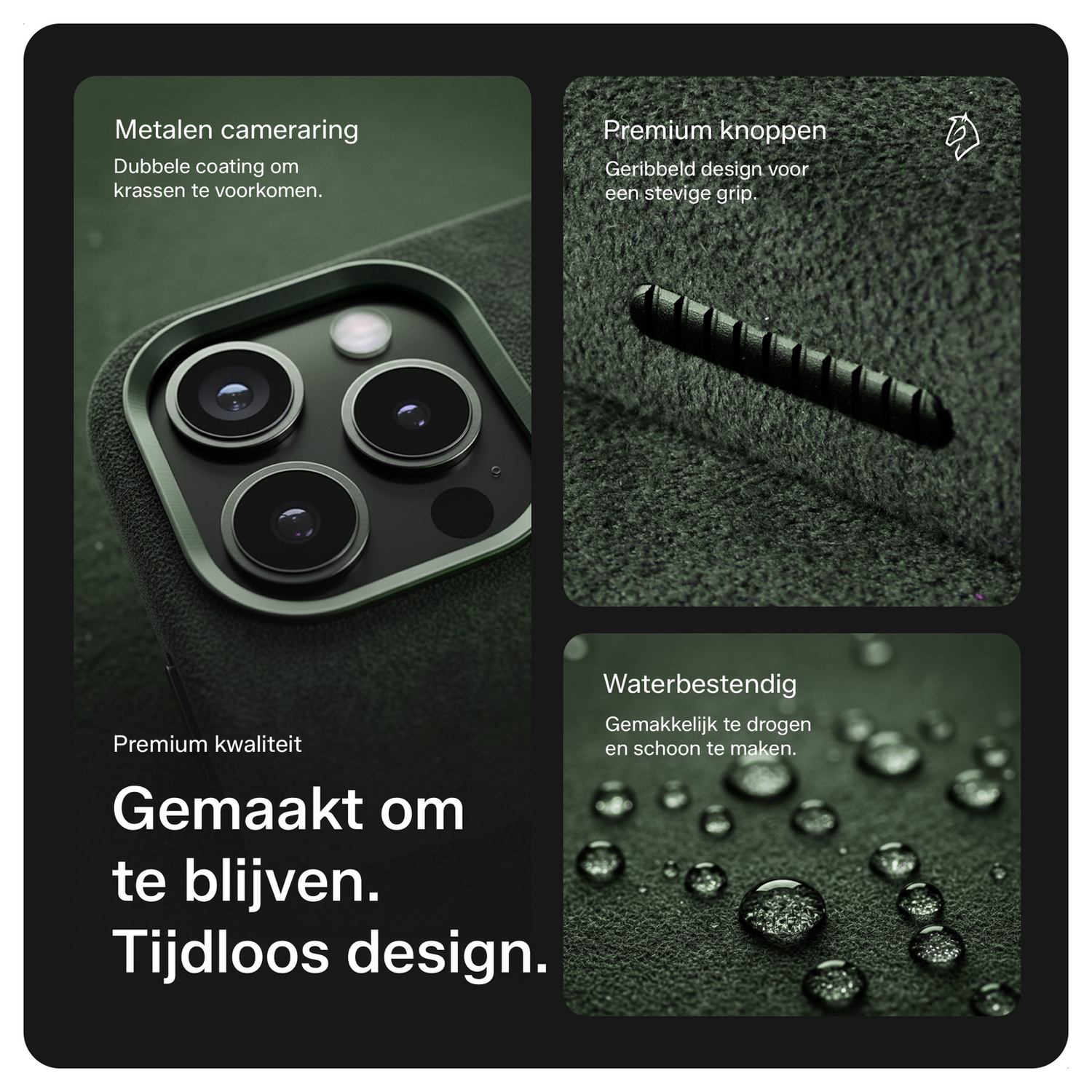 Rosso Avanti iPhone 17 Pro Max Hoesje Alcantara MagSafe met Wallet Groen afbeelding 3