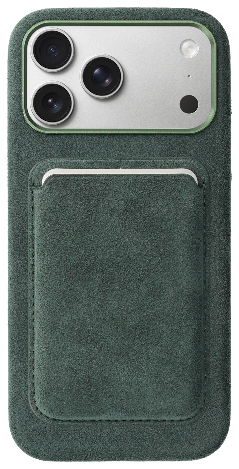 Rosso Avanti iPhone 17 Pro Max Hoesje Alcantara MagSafe met Wallet Groen afbeelding 1