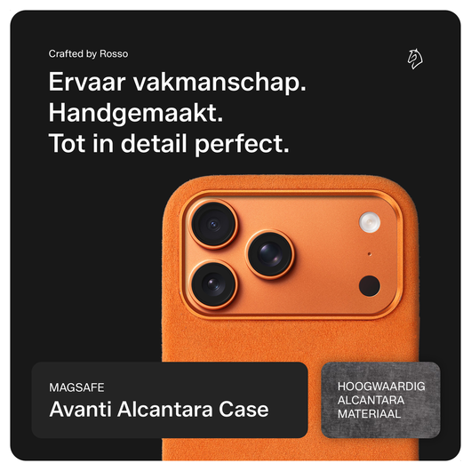 Rosso Avanti iPhone 17 Pro Max Hoesje Alcantara MagSafe met Wallet Oranje afbeelding 2