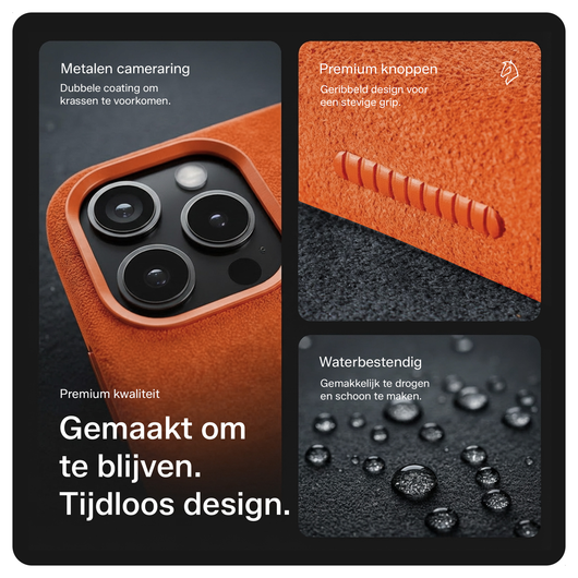 Rosso Avanti iPhone 17 Pro Max Hoesje Alcantara MagSafe met Wallet Oranje afbeelding 4