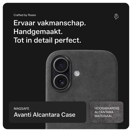 Rosso Avanti Apple iPhone 16 Hoesje Alcantara MagSafe met Wallet Grijs afbeelding 2