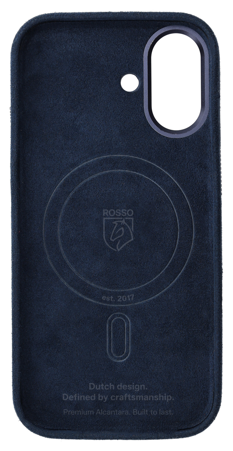 Rosso Avanti Apple iPhone 16 Hoesje Alcantara MagSafe met Wallet Blauw afbeelding 11