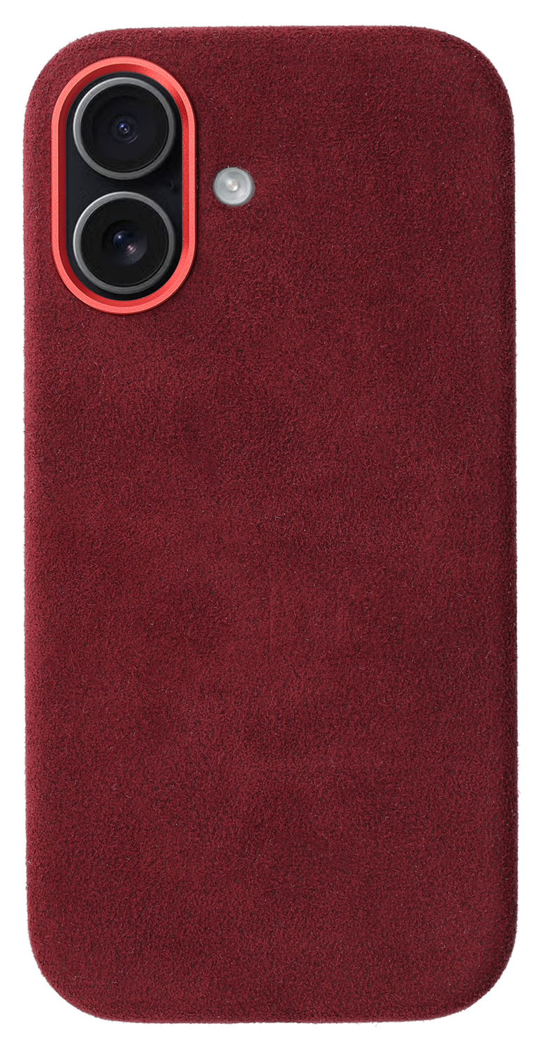Rosso Avanti Apple iPhone 16 Hoesje Alcantara MagSafe met Wallet Burgundy afbeelding 9