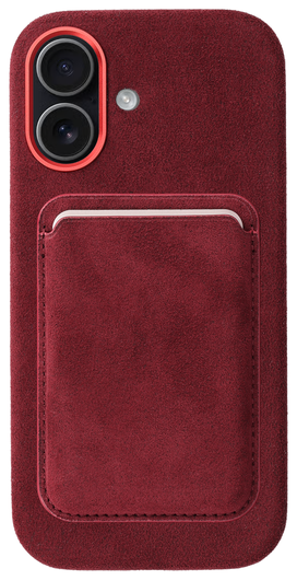 Rosso Avanti Apple iPhone 16 Hoesje Alcantara MagSafe met Wallet Burgundy afbeelding 1