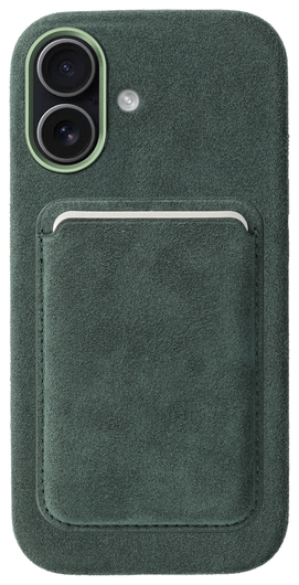 Rosso Avanti Apple iPhone 16 Hoesje Alcantara MagSafe met Wallet Groen afbeelding 1