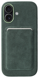 Rosso Avanti Apple iPhone 16 Hoesje Alcantara MagSafe met Wallet Groen afbeelding