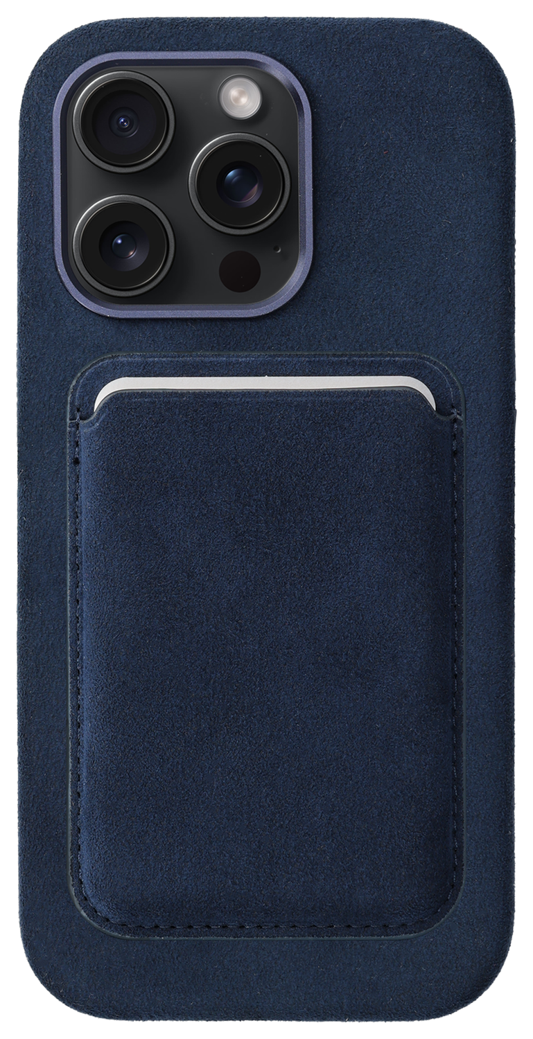 Rosso Avanti Apple iPhone 15 Pro Hoesje Alcantara MagSafe met Wallet Blauw afbeelding 1