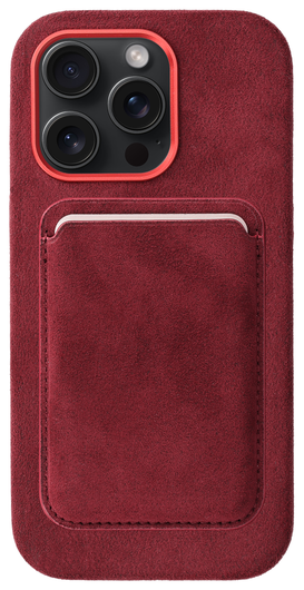 Rosso Avanti Apple iPhone 15 Pro Hoesje Alcantara MagSafe met Wallet Burgundy afbeelding 1