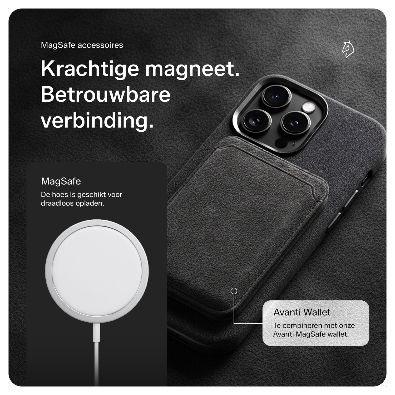 Rosso Avanti iPhone 15 Pro Max Hoesje Alcantara MagSafe met Wallet Grijs afbeelding 5