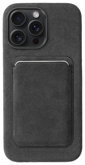 Rosso Avanti iPhone 15 Pro Max Hoesje Alcantara MagSafe met Wallet Grijs afbeelding 1