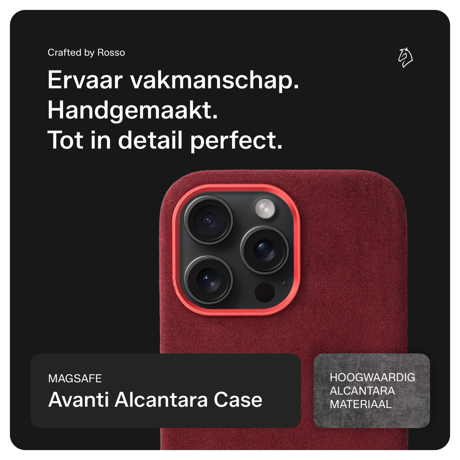 Rosso Avanti iPhone 15 Pro Max Hoesje Alcantara MagSafe met Wallet Burgundy afbeelding 2