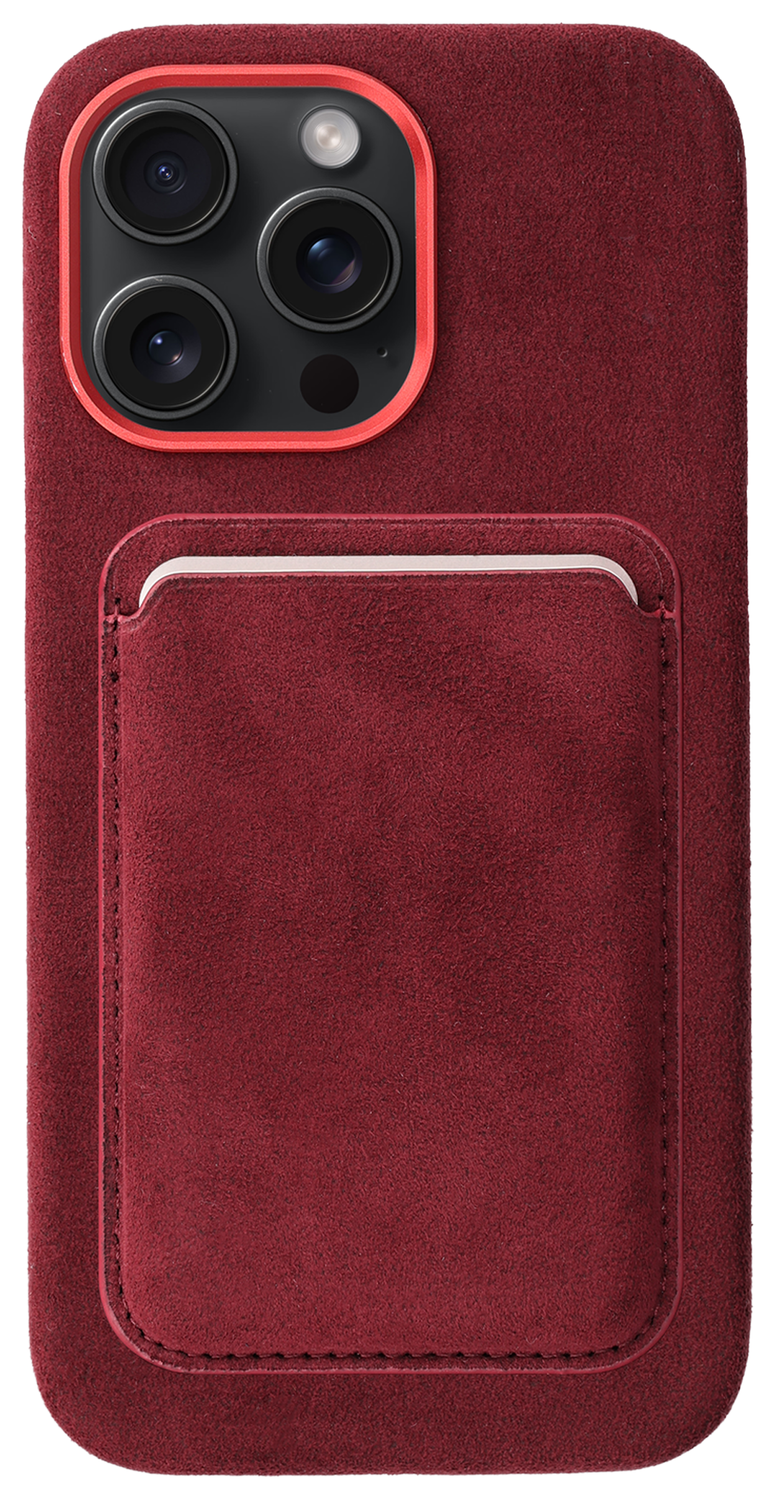 Rosso Avanti iPhone 15 Pro Max Hoesje Alcantara MagSafe met Wallet Burgundy afbeelding 1
