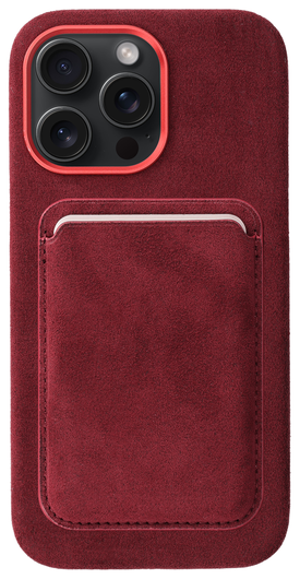Rosso Avanti iPhone 15 Pro Max Hoesje Alcantara MagSafe met Wallet Burgundy afbeelding 1