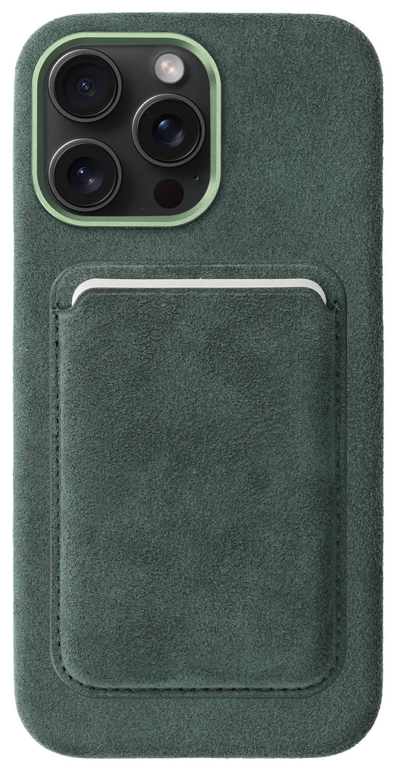 Rosso Avanti iPhone 15 Pro Max Hoesje Alcantara MagSafe met Wallet Groen afbeelding 1