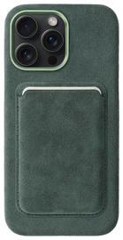 Rosso Avanti iPhone 15 Pro Max Hoesje Alcantara MagSafe met Wallet Groen afbeelding