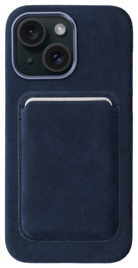 Rosso Avanti Apple iPhone 14 / 13 Hoesje Alcantara MagSafe met Wallet Blauw afbeelding 1