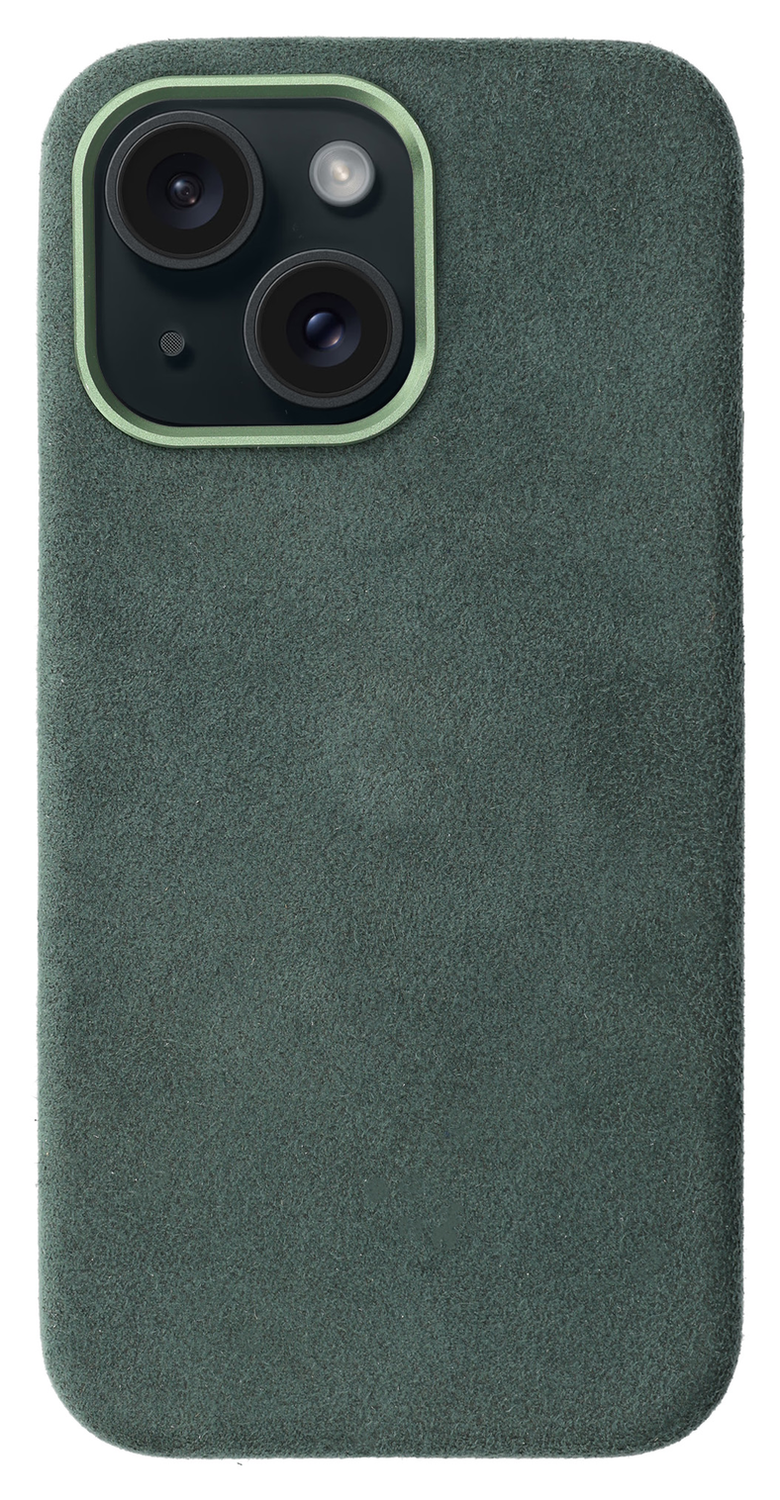 Rosso Avanti Apple iPhone 14 / 13 Hoesje Alcantara MagSafe met Wallet Groen afbeelding 7