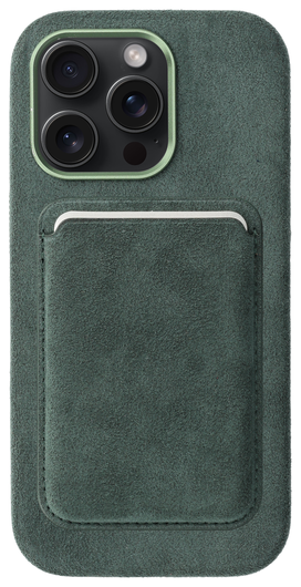 Rosso Avanti Apple iPhone 14 Pro Hoesje Alcantara MagSafe met Wallet Groen afbeelding 1