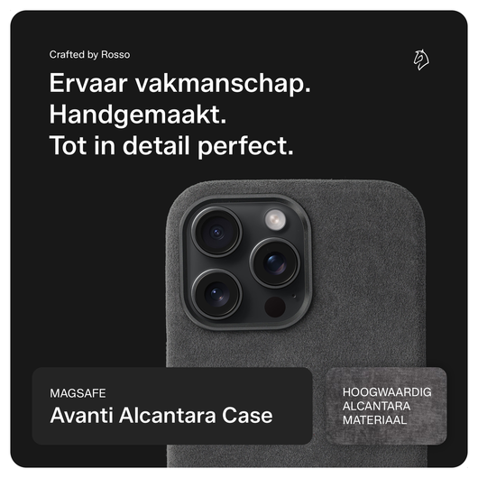 Rosso Avanti iPhone 14 Pro Max Hoesje Alcantara MagSafe met Wallet Grijs afbeelding 2