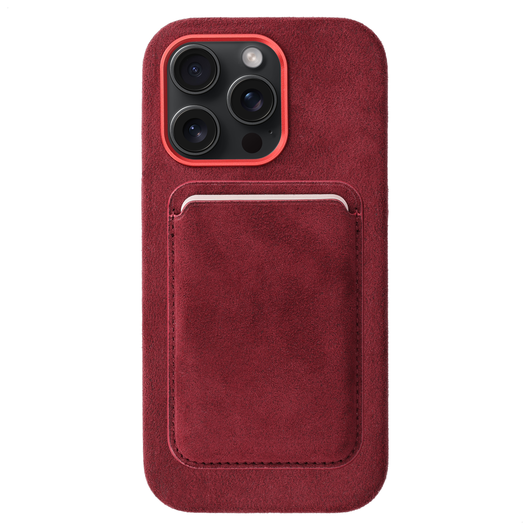 Rosso Avanti iPhone 14 Pro Max Hoesje Alcantara MagSafe met Wallet Burgundy afbeelding 1