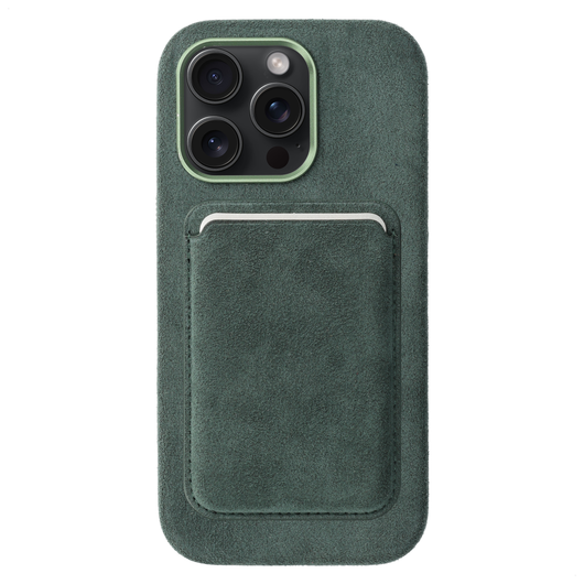 Rosso Avanti iPhone 14 Pro Max Hoesje Alcantara MagSafe met Wallet Groen afbeelding 1