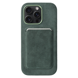 Rosso Avanti iPhone 14 Pro Max Hoesje Alcantara MagSafe met Wallet Groen afbeelding