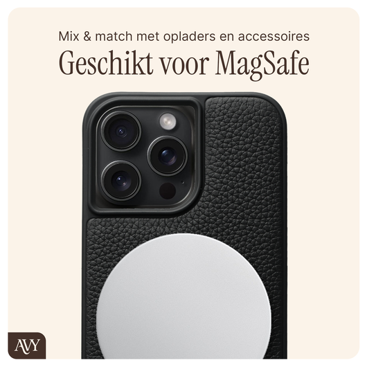 AVY Apple iPhone 15 Pro Max - Classic Kit - Leather Zwart afbeelding 7