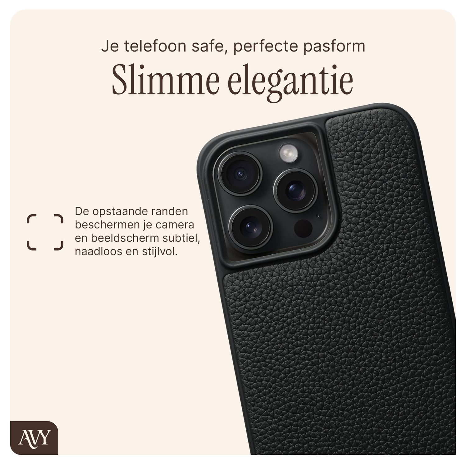 AVY Apple iPhone 15 Pro Max - Essential Kit - Zwart - Short Leather afbeelding 6