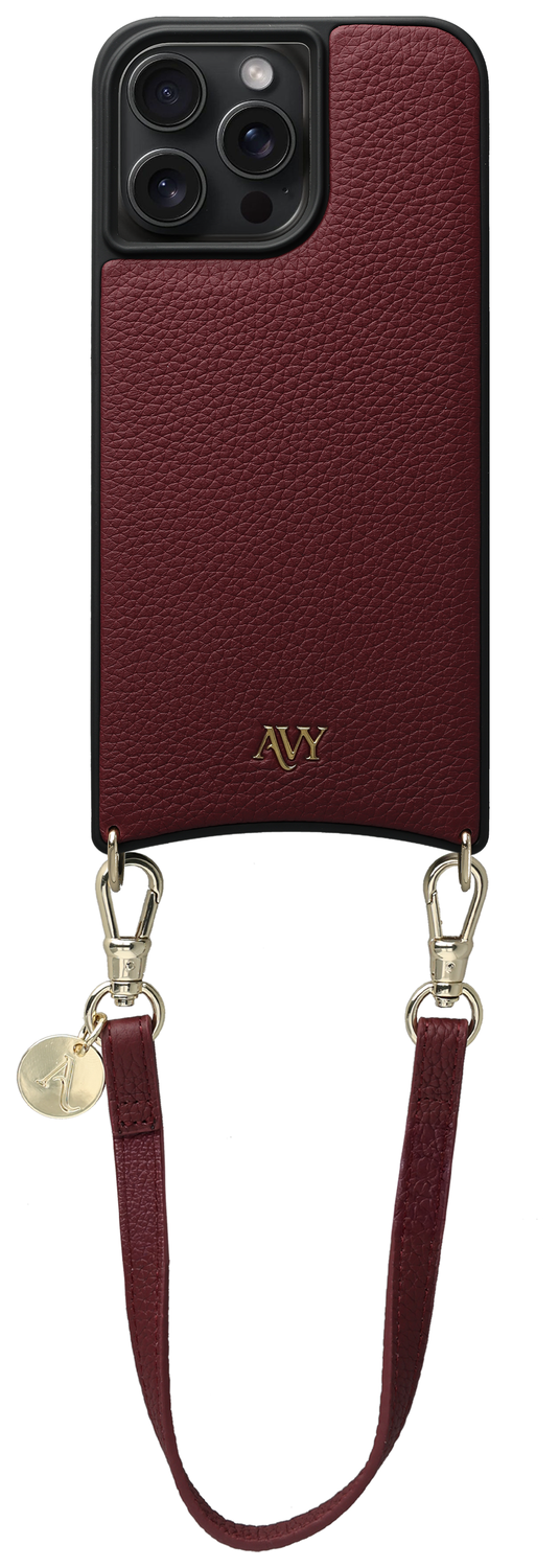AVY Apple iPhone 15 Pro Max - Essential Kit - Burgundy - Short Leather afbeelding 1