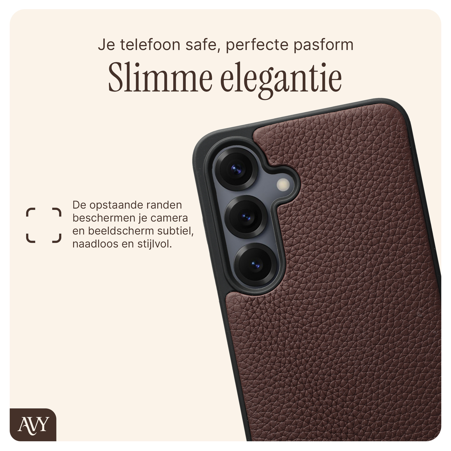AVY Samsung Galaxy S25 Plus / S24 Plus - Styled Kit - Chocolate - Short Leather afbeelding 6