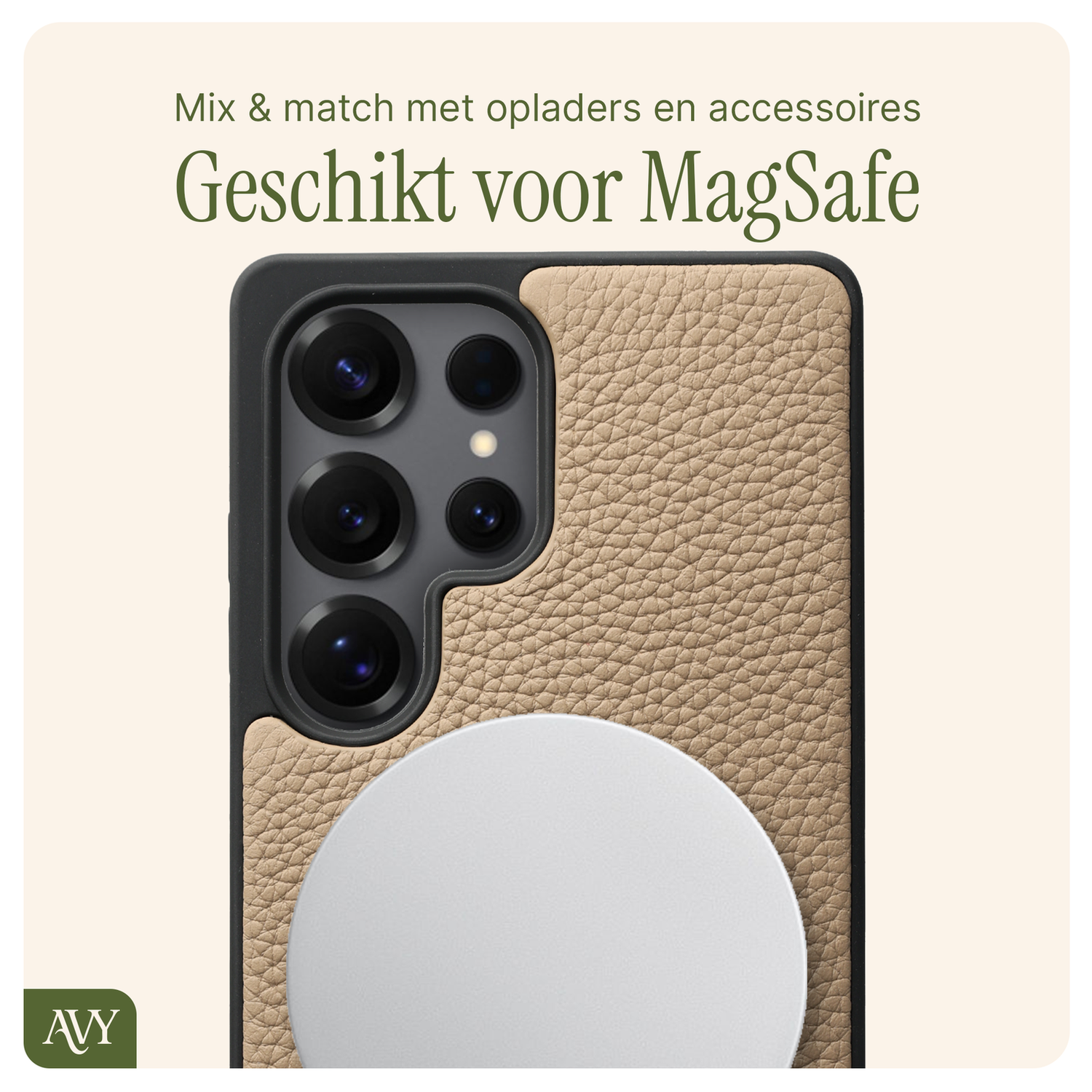 AVY Samsung Galaxy S25 Ultra - Styled Kit - Beige - Short Leather afbeelding 6