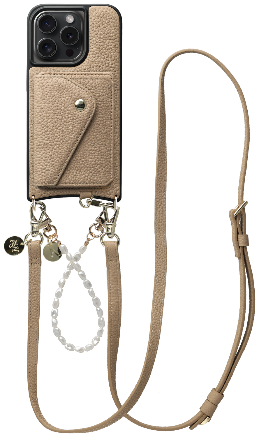 AVY Apple iPhone 15 Pro Max - Styled Kit - Beige - Leather and Pearls afbeelding 1