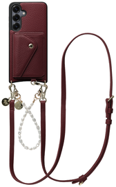 AVY Samsung S25 Plus / S24 Plus - Styled Kit - Burgundy - Leather and Pearls