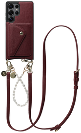 AVY Samsung Galaxy S25 Ultra - Styled Kit - Burgundy - Leather and Pearls afbeelding