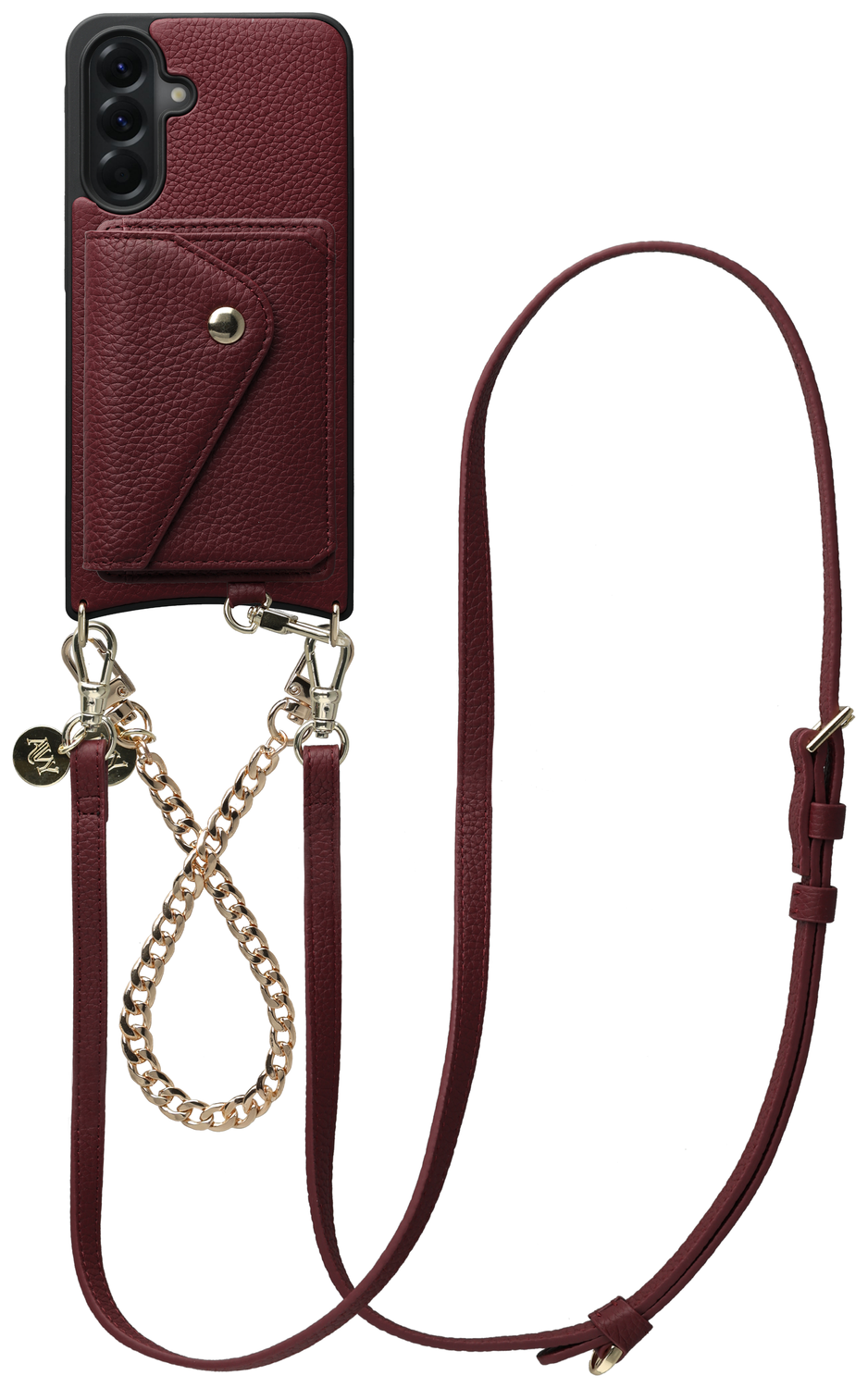 AVY Samsung Galaxy A56 - Styled Kit - Burgundy - Leather and Gold afbeelding 1