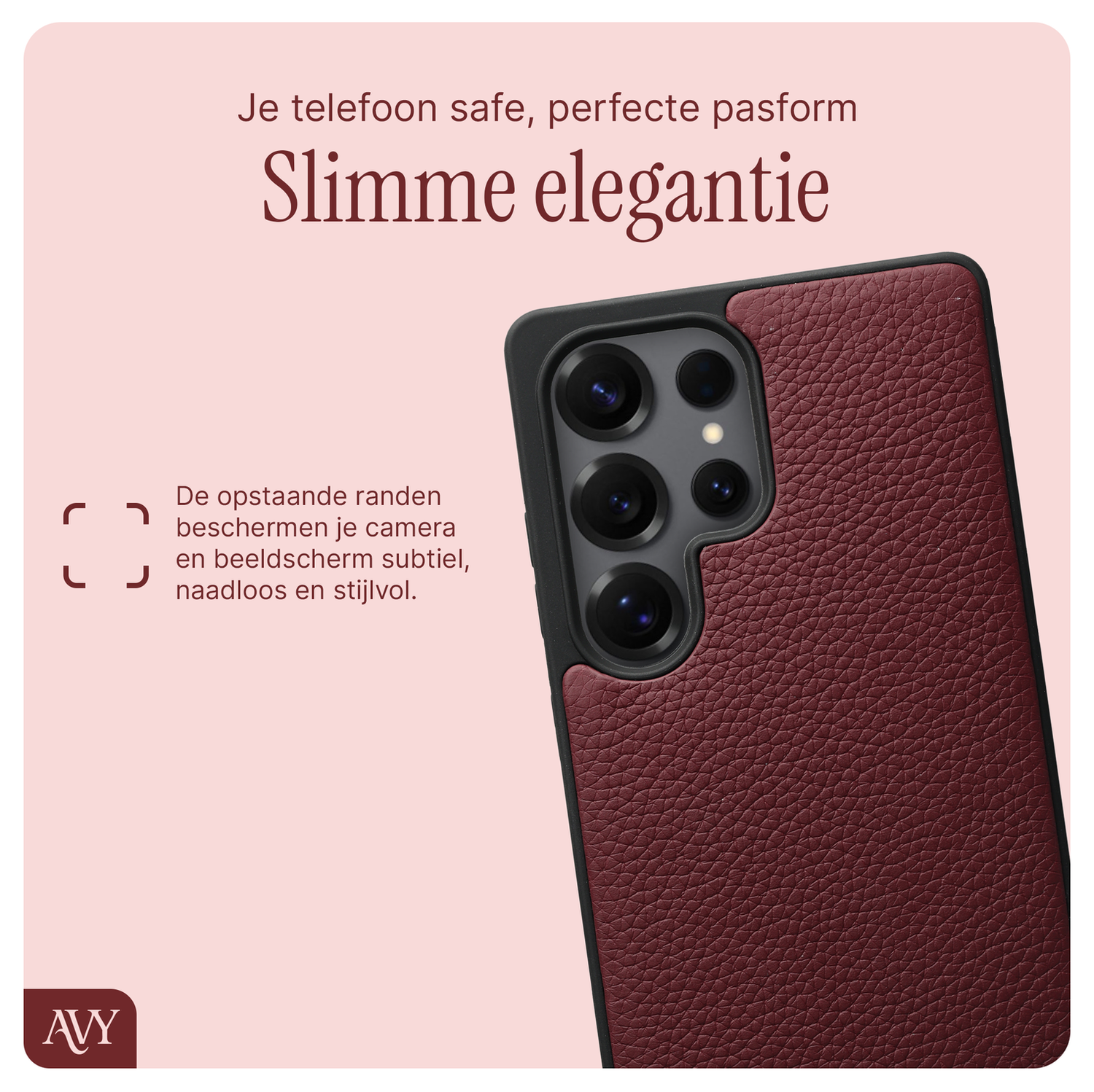 AVY Samsung Galaxy S25 Ultra - Styled Kit - Burgundy - Leather and Gold afbeelding 6