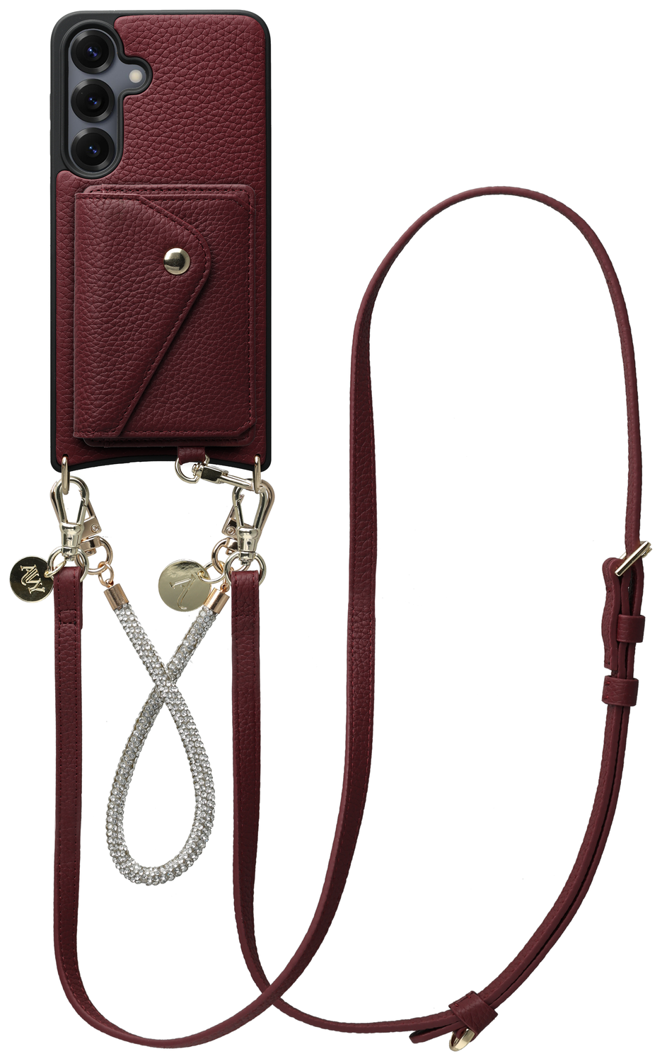 AVY Samsung S25 Plus / S24 Plus - Styled Kit - Burgundy - Leather and Silver afbeelding 1