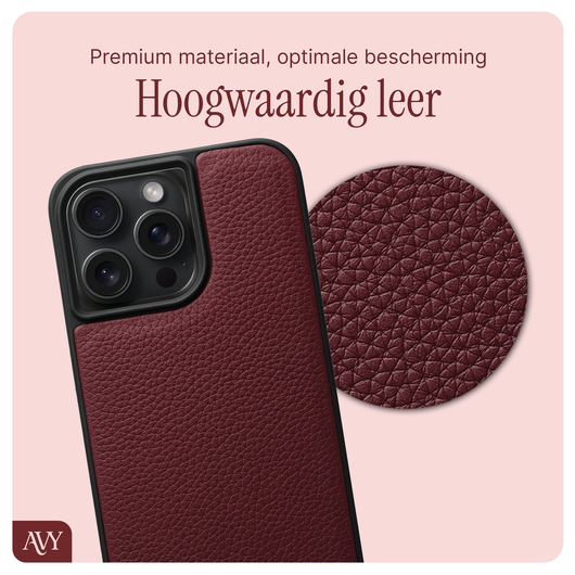 AVY Apple iPhone 14 Pro Max - Styled Kit - Burgundy - Leather and Silver afbeelding 5