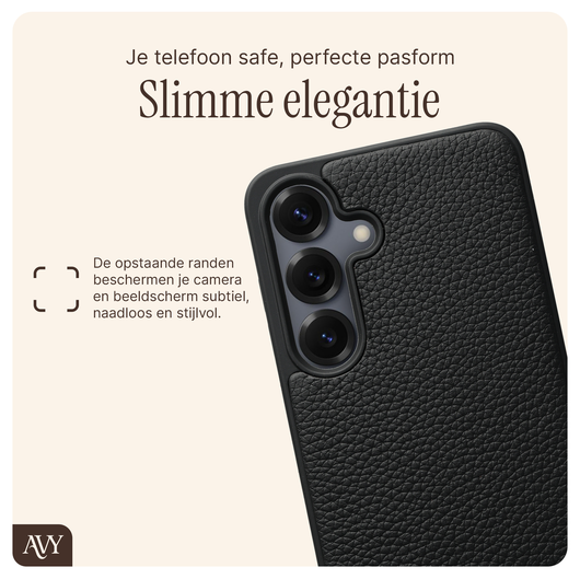 AVY Samsung Galaxy S25 / S24 - Luxury Kit - Zwart - Long Leather afbeelding 5