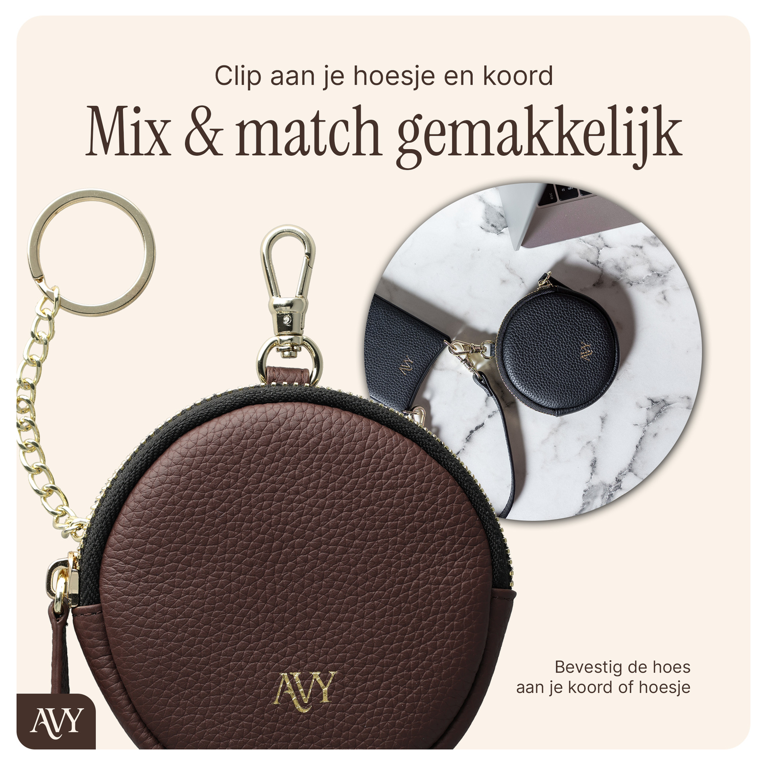 AVY Apple iPhone 17 Pro Max - Luxury Kit - Chocolate - Long Leather afbeelding 7