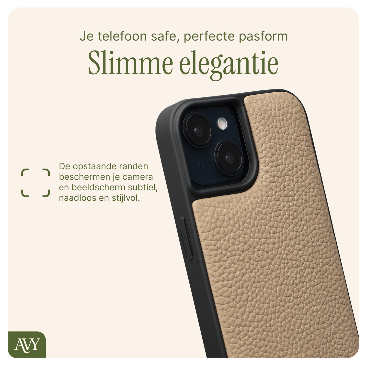 AVY Apple iPhone 14 / 13 - Luxury Kit - Beige - Long Leather afbeelding 5