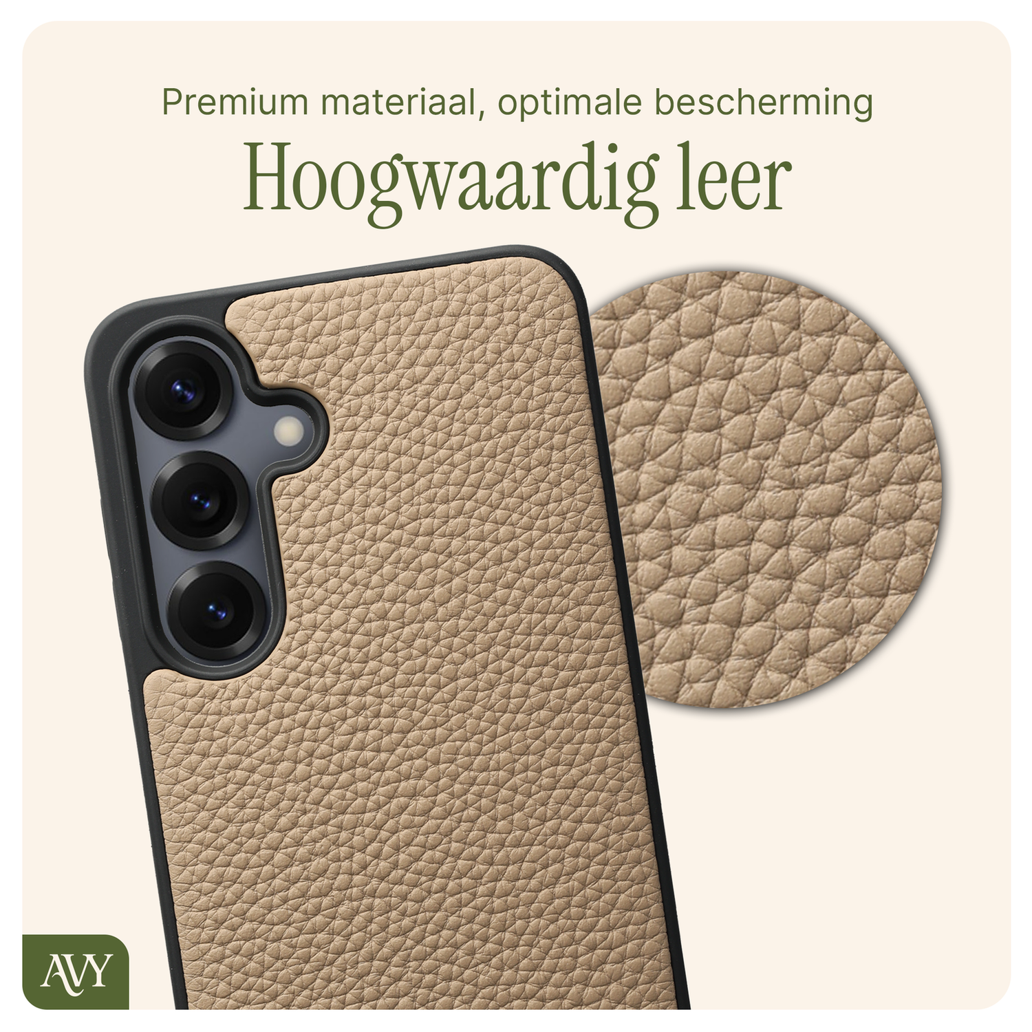AVY Samsung Galaxy S25 / S24 - Luxury Kit - Beige - Long Leather afbeelding 4