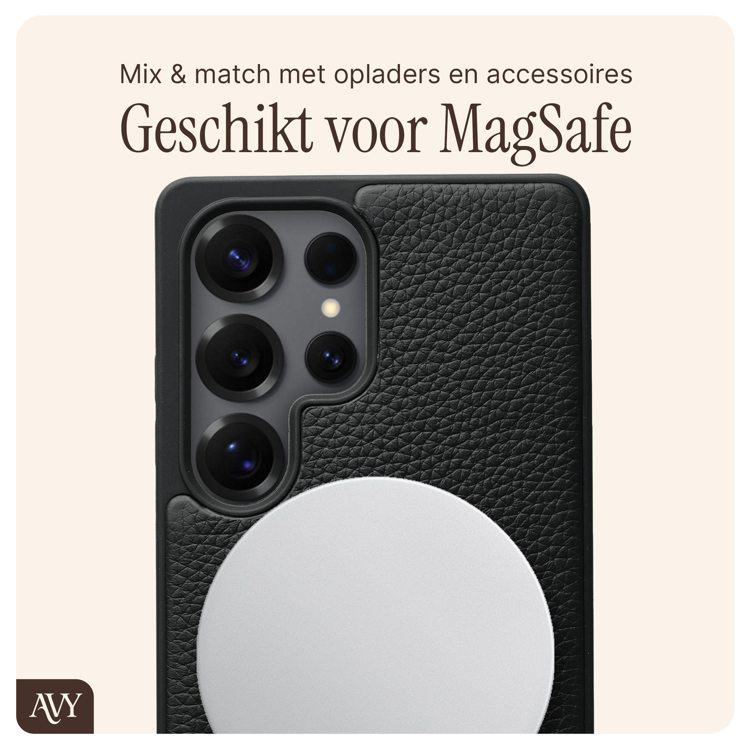 AVY Samsung Galaxy S25 Ultra - Luxury Kit - Zwart - Leather Set afbeelding 7