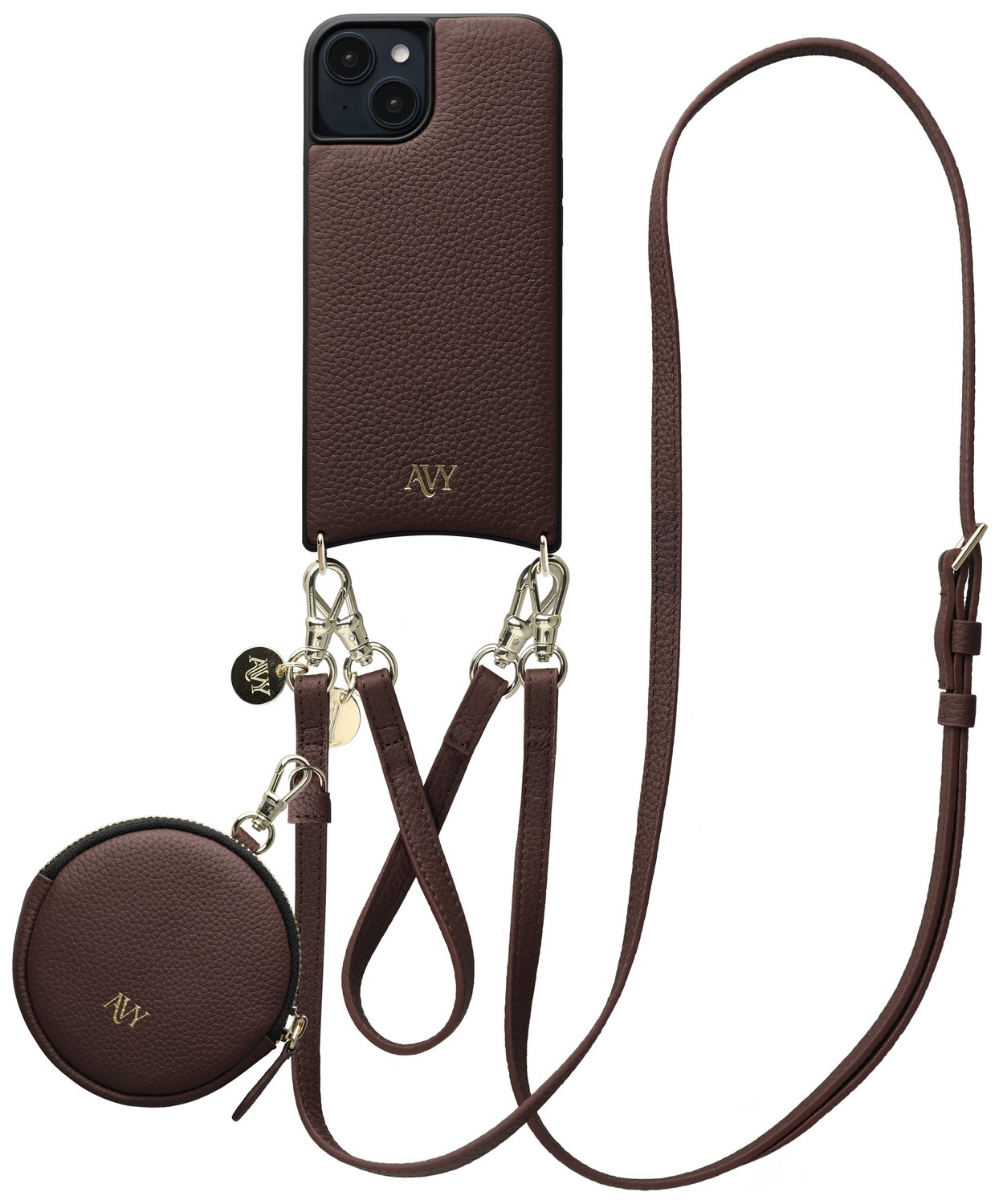 AVY Apple iPhone 15 - Luxury Kit - Chocolate - Leather Set afbeelding 1
